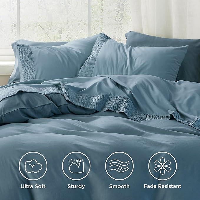 Bedsure Full Size Bed Sheets - 4 Pieces Soft Full Sheet Set - Breathable & Cooling - Hotel Luxury - Easy Care Polyester Microfiber Bedding for Women, Men, Mineral Blue