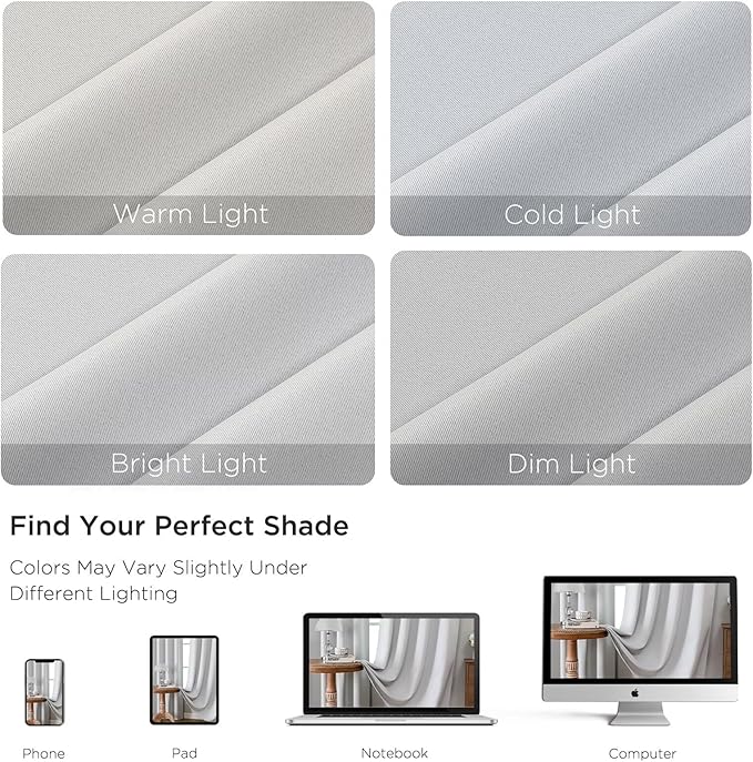 CUCRAF Grayish White Blackout Curtains 54 inch Length 2 Panels Set, Rod Pocket Room Darkening Drapes for Bedroom Living Room, Insulated Thermal Light Blocking Window Curtain (W52 x L54 Inch)