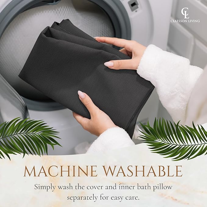 Luxury Bath Pillow for Tub - Thick and Comfortable Bathtub Pillow Support for Head and Neck and Back - Washable Quick-Drying Bath Pillows - Bath Cushion for Home Spa - Fits Any Bathtub - Dark Gray