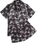 Ekouaer Pajamas for Women Set Silk Satin Pjs Shorts Sleepwear 2 Piece Loungewear S-XXL