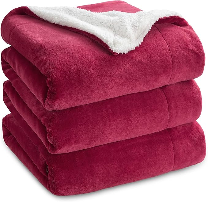 Bedsure GentleSoft Sherpa Fleece Blankets King Size for Bed - Thick and Warm Throw for Girls and Women, Soft Fuzzy Plush King Christmas Blanket for Winter, Red, 108x90 Inches