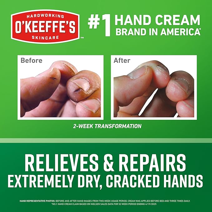 O'Keeffe's Working Hands Hand Cream for Extreme Dryness - 3.4 oz Jar (12 Pack) - Repairing Skincare for Cracked, Dry Hands