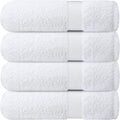 Infinitee Xclusives Luxury 100% Ring-Spun Cotton White Bath Towels Set of 4 (27x54 inches) – Soft, Absorbent & Quick-Drying Towels for Bathroom, Gym, Spa & Hotel Use (Brilliant White, Bath Towels)