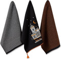 DII Happy Halloween Dishtowel Collection Embellished Cotton Kitchen Hand Towel Set, 18x28, Home Sweet Haunted Home, 3 Count
