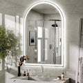 BEAUTYPEAK LED Arch Bathroom Mirrors with Lights, 48x30 Arch Mirror with Metal Frame, Anti-Fog,LED Mirror with Front Light and Backlit, Memory Function for Bathroom, Dressing Room
