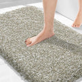 Yimobra Bathroom Rugs Non Slip Washable 36x24, Ultra Soft and Water Absorbent Bath Mats, Plush Fluffy Shower Mat Outside, Luxury Microfiber Thick Matts for Bathroom Floor/Tub, Light Tan and White