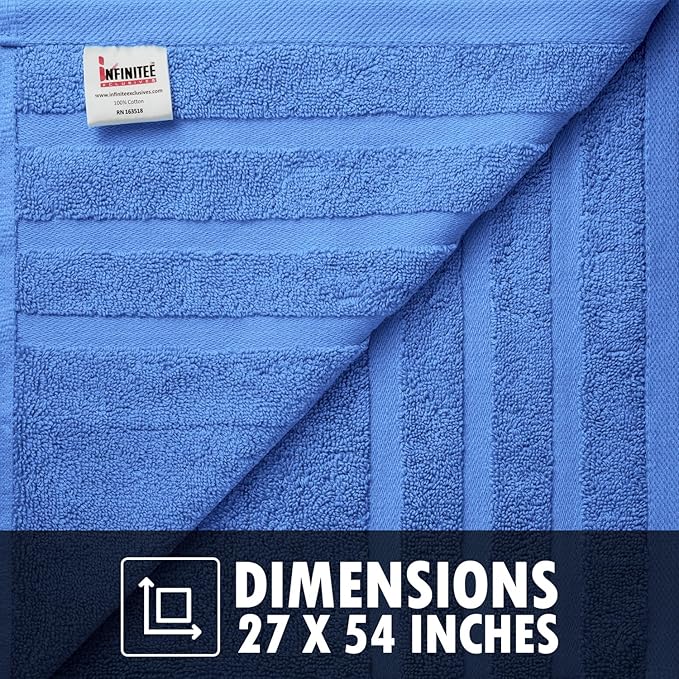 Infinitee Xclusives 100% Cotton Luxury Bath Towels Set of 2 (27x54 Inches) (Eloquent Blue, Bath Towels - Pack 2)