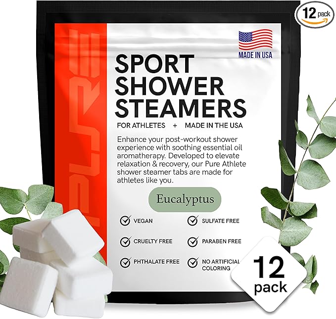Sport Shower Steamers - Made in USA with Natural Eucalyptus Essential Oil, Aromatherapy, Stress and Sinus Relief, Muscle Recovery for Athletes, Best Christmas Stocking Stuffers for Runners