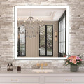 Amorho 36"x 36" LED Bathroom Mirror with Black Frame, Front Light and Backlit(Controlled Separately), Stepless Dimmable, Anti-Fog, Shatter-Proof, 3 Colors, Memory