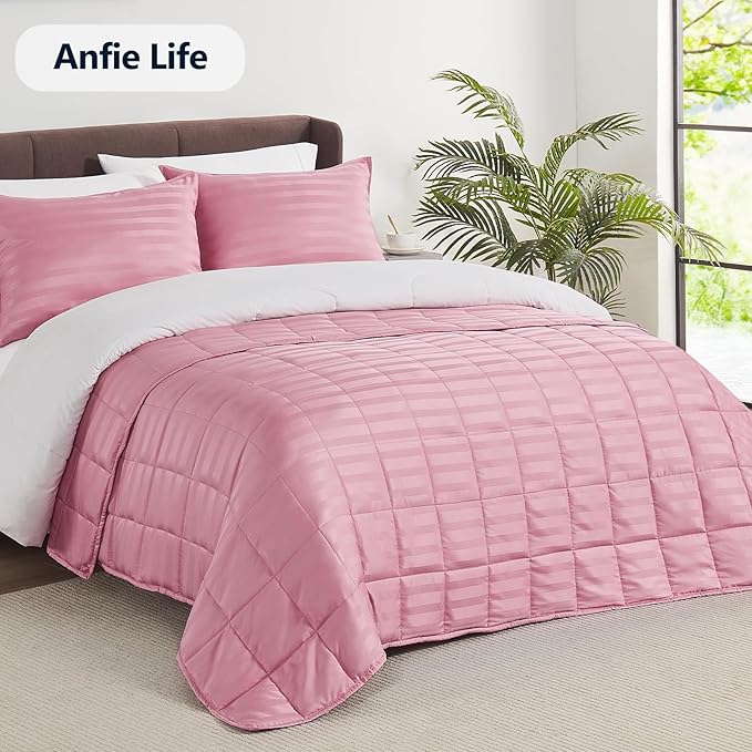 Weighted Blanket Queen Size (60"x80" 15lbs),Ultra Soft and Cozy Cooling Weighted Blanket Queen Size for Adult,Heavy Blanket with Machine Washable Soft Blanket, Pink