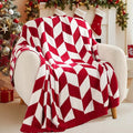 Snuggle Sac Chevron Red Throw Blanket for Couch, Super Soft Christmas Blankets Cozy Knit Fuzzy Plush Lightweight Throws for Sofa, Bed, Red,50x60 inches
