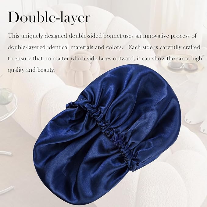 Satin Bonnet Double Layer Silk Bonnet for Sleeping Women Hair Care for Natural Curly