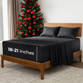 Mellanni Extra Deep California King Sheets - 4 PC Iconic Collection Bedding - Hotel Luxury, Ultra Soft, Cooling Bed Sheets - Wrinkle, Fade, Stain Resistant (Cal King, Black)