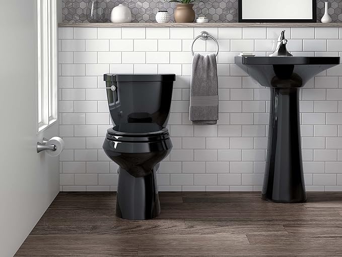KOHLER K-4639-7 Cachet Quiet Close Toilet Seat, Black, Round