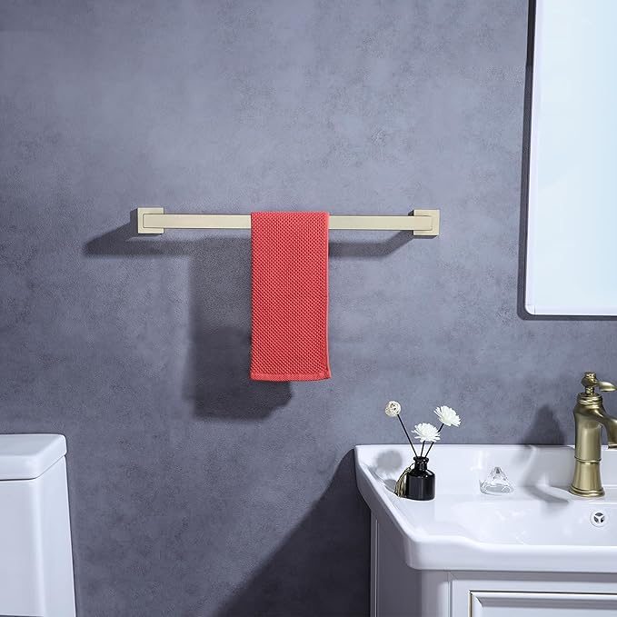 LANC 20-Inche Gold Towel Bars for Bathroom Wall Mount Bath Towel Racks Total-22” Towel Hanger SUS304 Stainless Steel Towel Rails for Kitchen Hand Towel Holder Towel Rods, A8804BG-5P1