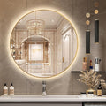 Niccy 32" LED Backlit Round Mirror for Bathroom, Gold Framed Vanity Light Wall Mirror LED Smart Circle Mirrors with 3 Lighting Colors, Dimmable Lighted Mirror with Anti-Fog, IP65 Waterproof