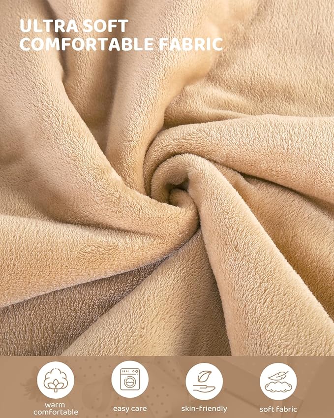 Electric Heated Blanket Full Size, Super Soft Cozy Upgraded Flannel Heating Blanket with 9 Heating Levels & 1-9 Hours Auto Off, Fast Heat & Overheat Protection, 72" x 84", Khaki