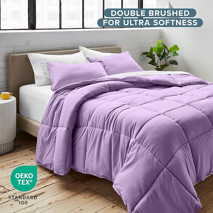 Bare Home Comforter Set - Extra Long Size - Ultra-Soft - Goose Down Alternative - Premium 1800 Series - All Season Warmth (Twin/Twin XL, Lavender)
