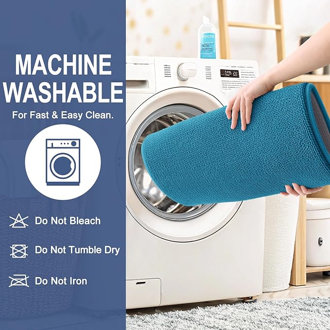 OLANLY Thick Memory Foam Bath Mat Rug 47x20, Extra Soft Absorbent Bathroom Rug, Quick Dry Bath Mat, Non-Slip, Machine Washable Carpet for Bathroom, Tub and Shower, Home Decor Accessories, Peacock Blue