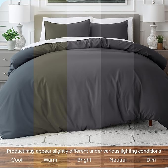 Bare Home Bedding Duvet Cover Extra Long Size - Premium 1800 Super Soft Collection - Lightweight, Cooling - Soft Breathable Bedding Duvet Cover (Twin/Twin XL, Forged Iron Grey)