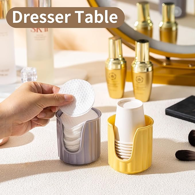 TANEW Kid Ceramic Bathroom Cup Dispenser with Stylish Vertical Stripes - Dixi Cup Dispenser & Mouthwash Cup Holder Holds 3oz Paper Cups for Rinsing Cups on Bathroom Vanity Countertops Glossy Rosepink