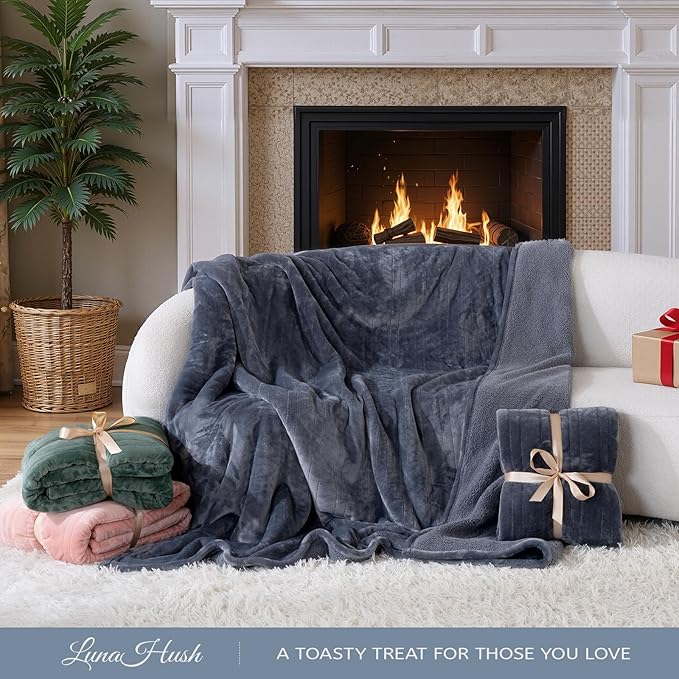 Electric Blanket Heated Throw, 50" x 60" Heated Blanket with 8 Heat Levels & 8 Hours Auto Off, Fast Heating Sherpa Blankets Machine Washable with ETL & FCC Certified, Light Grey