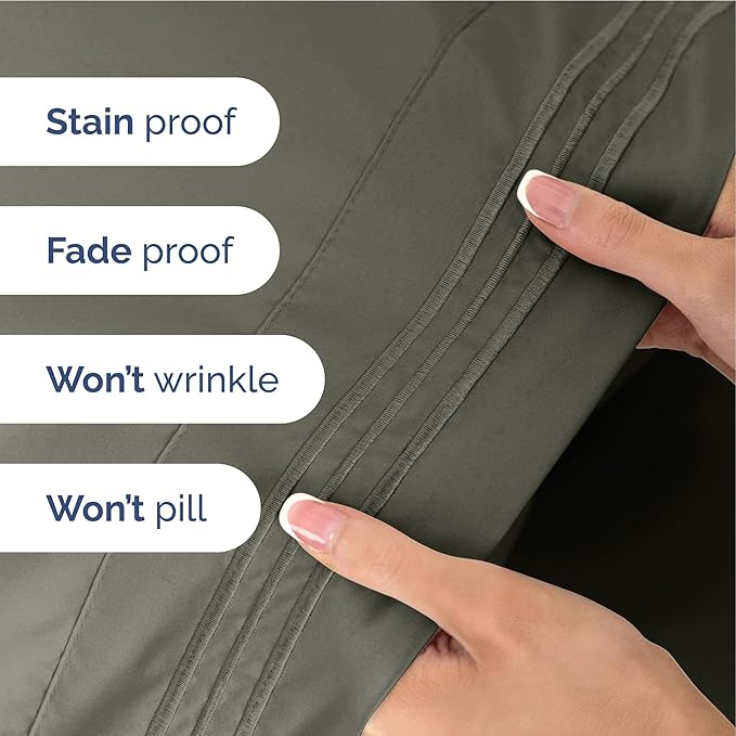 Twin XL Size 3-Piece Sheet Set - Extra Soft, Breathable & Cooling - Hotel Luxury Durable Bed Sheets - Deep Pockets, Easy-Fit & Wrinkle-Free - Dark Taupe Oeko-Tex