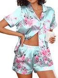Ekouaer Pajamas for Women Set Silk Satin Pjs Shorts Sleepwear 2 Piece Loungewear S-XXL