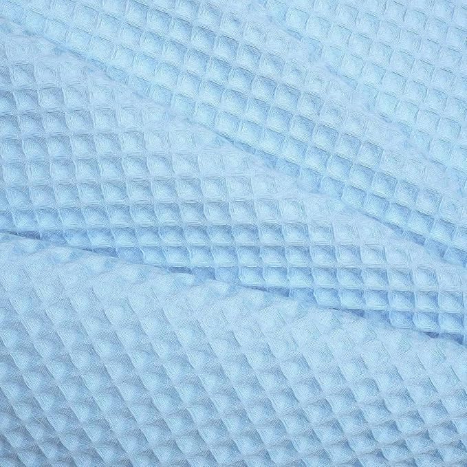 River Dream Sky Blue Fabric Shower Curtain Set, Cotton Blend, Waffle Weave, with Snap in Replacement Liner，54 x 80 inches