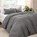 Bare Home Microfiber Duvet Cover Set - Ultra Soft Washed Microfiber - King/California King - Linen-Like Look - Easy Care - Breathable Fabric - Our Softest Duvet Cover Set (King/Cal King, Grey)