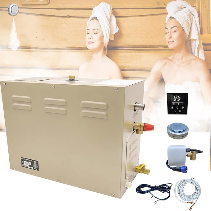 Steam shower generator,15kw Household-Commercial,Steam shower generator kit,with self-draining system,Temperature adjustable 95-131°F,Applicable space 420～560ft3
