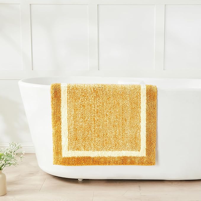 CozeCube Bath mats for Bathroom Non Slip, Fluffy Shaggy Bath Rugs for Bathroom Washable, Extra Soft and Absorbent Bath Rugs for Shower Sink, Kitchen Sink, Harvest Gold, 24" x 36"