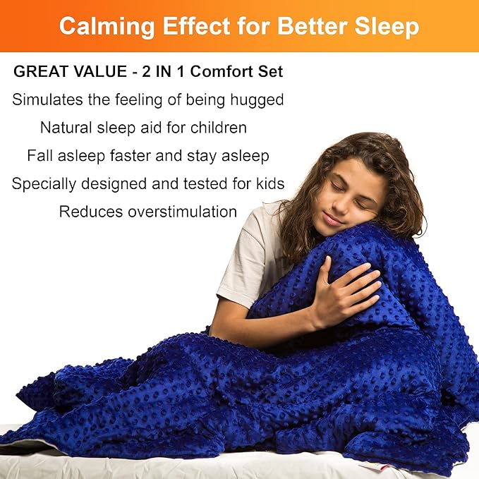 Super Soft Weighted Blanket for Kids with Removable Cover - 10 Lbs 48'' x 72'' Comfortable Children Heavy Blanket for Boys and Girls - Comforting Kids Weighted Blanket