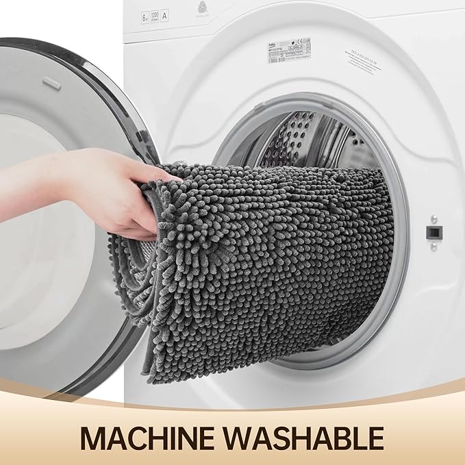 Amyracel Bathroom Rug Mat 30x48, Thick Soft Quick Dry Absorbent Chenille Bath Rug, Rubber Back Non Slip Machine Washable Bath Mat for Bathroom Shower Tub Floor