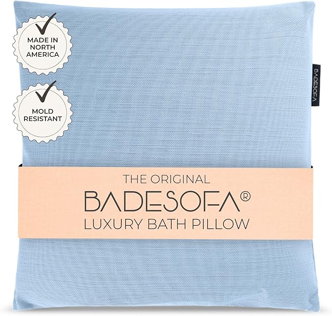 BADESOFA® Luxury Bath Pillow M - Lusciously Soft & Comfortable Tub Pillow for Bathtub - Washable & Quick-Drying Bath Back Pillow - Non-Slip Full Body Tub Pillow - Luxury Spa Cushion in Blue