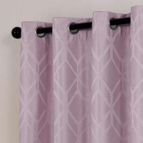 Amazon Basics Jacquard 2-Piece 100% Blackout Curtains, Living Room and Bedroom Drapes, Thermal Insulated Window Treatment, 52"x72", Pink