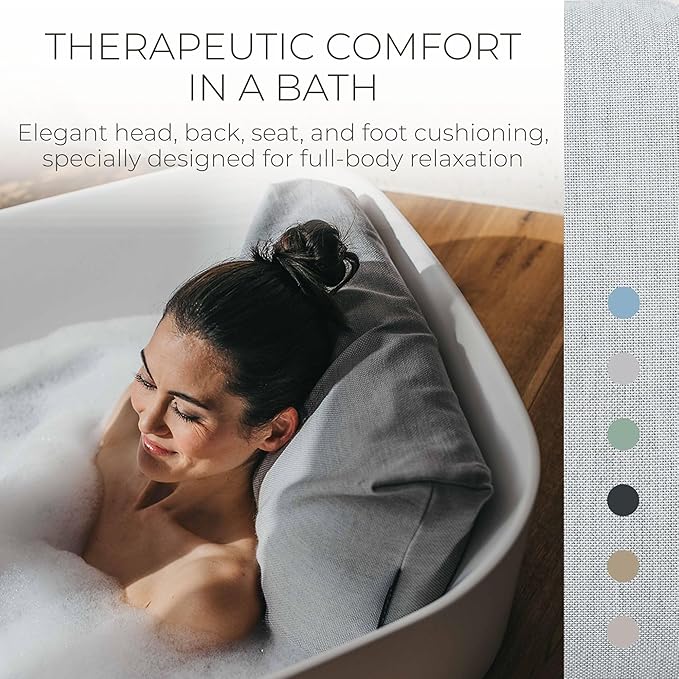BADESOFA® Luxury Bath Pillows for Tub Full Body Set - 3-Piece Bath Pillow Set with Premium Materials & CleanDry+ - Bathtub Pillows for Head and Neck Support - Tub Pillow for Bathtub in Grey
