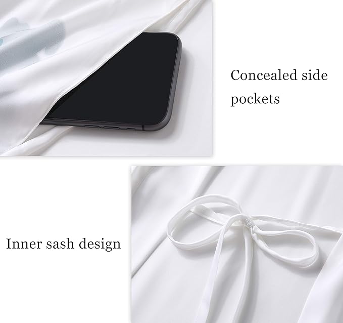 PRODESIGN Kimono Robe for Women - Long Satin Sleepwear Silky Kimono Cover-Up Nightgown Japanese Bathrobe Loungewear Blouse