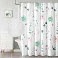 QiyI Extra Long Shower Curtain 72 x 84, Modern Watercolor Floral Bath Curtain, 3D Embossed Texture Sage Green Flower Cloth Bathroom Curtain, Waterproof Fabric Farmhouse Shower Curtain Set with Hooks