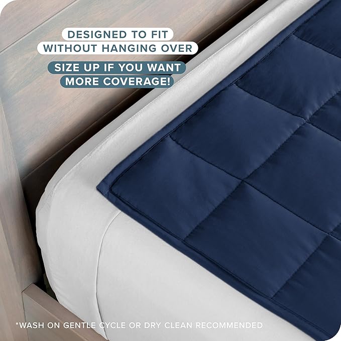 Bare Home Weighted Blanket All-Natural 100% Cotton with Nontoxic Glass Beads 80"x87" 25lbs, Dark Blue