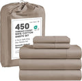LANE LINEN Split King Sheet Set – 450 Thread Count 100% Cotton Cooling Sheets, Soft Breathable Sateen Weave, 15” Deep Pocket Fully Elasticized Fitted Sheet, Luxury Bedding Sheets & Pillowcases, Taupe