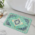Uphome Boho Retro Bathroom Rugs Green Non-Slip Soft Bath Mat Machine Washable Oriental Small Bath Rug Traditional Tribal Floral Bath Mats for Sink Shower Tub Door Mat, 18x25 inch