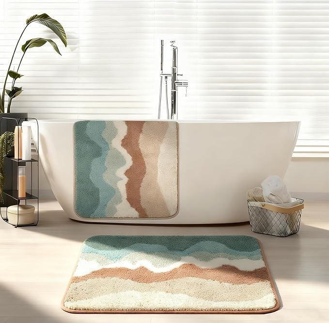 Bath Mat Non-Slip,Super Absorbent Rug & Dirt Trapper, Machine Washable Mat, Soft and Plush mats for Kitchen Bathroom Bedroom LivingRoom Indoor and Outdoor