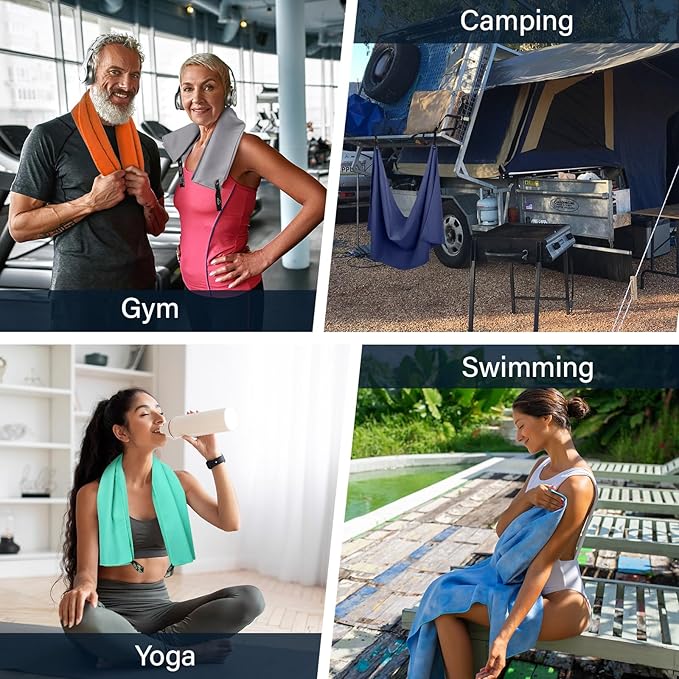 APEXUP Microfiber Travel Towel, Ultra Absorbent Quick Dry Towels, Lightweight Gym Sports Camping Towel for Workout, Yoga, Beach, Shower, Swimming (48"×24", Orange)