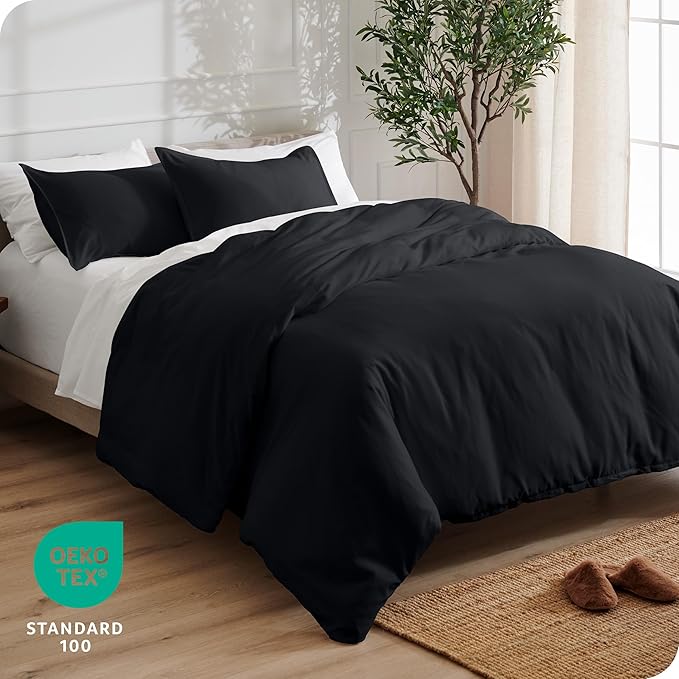 Bare Home Bedding Duvet Cover Full Size - Premium 1800 Super Soft Collection - Lightweight, Cooling Duvet Cover - Soft Breathable Bedding (Full, Black)