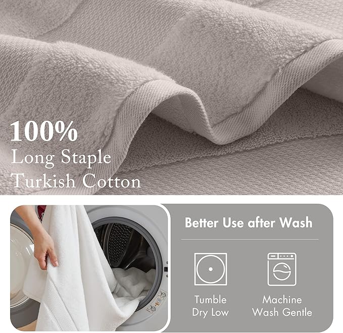Madison Park Turkish 100% Cotton 600Gsm Luxury Premium Thick Soft Absorbent Hotel Bathroom Towel Set Shower Hand Face Washcloths, Assorted Sizes, Taupe 6 Piece