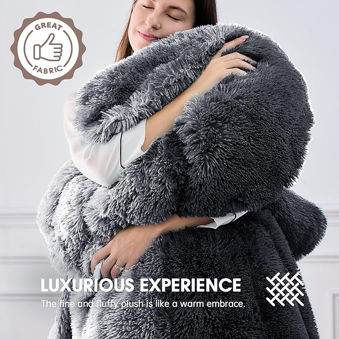 Heated Electric Blanket Throw–Faux Fur with Soft Thick Sherpa,Warm Winter Birthday Gifts for Women Grandma，10 Heat Settings,5 Time Settings with Fast Heating, 50x60, Foggy Dusk
