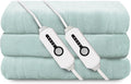 Electric Heated Blanket 84"x90" Queen Size, Soft Coral Fleece, Dual Controllers with 4 Heating Levels and 10 Hours Auto-Off, Machine Washable, Cozy Plush Fabric for Home, Mint Green
