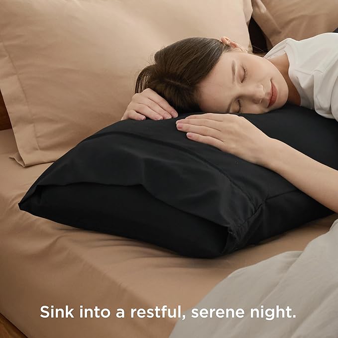 Bedsure King Size Pillow Cases Set of 4 - Black Brushed Microfiber Pillowcases 4 Pack, Super Soft Pillowcase, Pillow Case Cover with Envelope Closure, Wrinkle, Fade and Stain Resistant, 20x36 Inches