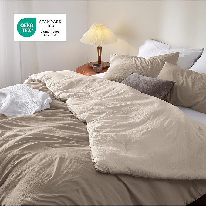 Bedsure Twin/Twin XL Comforter Set, Reversible Khaki Soft Prewashed Bedding for All Seasons, 2 Pieces Warm Down Alternative Bed Set, 1 Lightweight Comforter (68"x88") and 1 Pillowcase